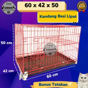 KANDANG KUCING ANJING KELINCI 60X42X50 SIZE L BESI TEBAL -Tingkat