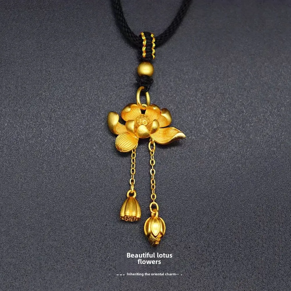 Vintage Lotus Locket Necklace - Gold Plated Adjustable Chain