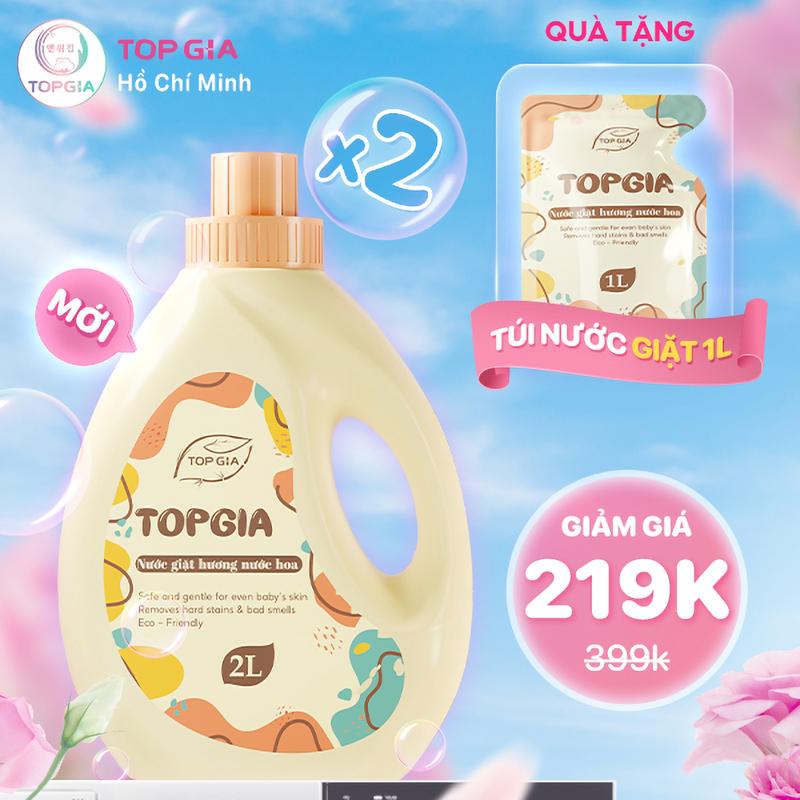 ( Đa Kho ) COMBO 2 nước giặt xả sắc hương can 2L Top Gia ( tặng túi 1L nước giặt) Làm Sạch