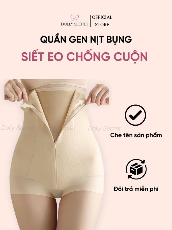 Quần Gen  Bụng Siết Eo Chống Cuộn DOLLY SECRET Dáng Đùi Có Khóa Kéo Và Mắc Cài Q11 Nữ Women
