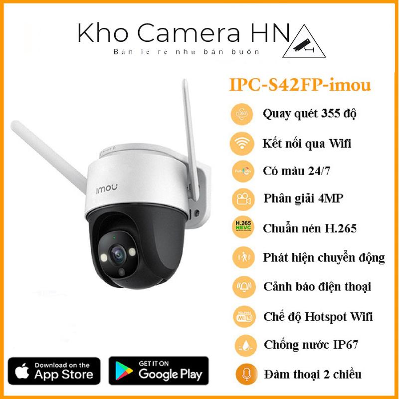 Camera wifi, Camera IMOU ngoài trời Cruiser S42FP 4.0 megapixel, xoay 355 độ, có màu ban đêm, đàm thoại hai chiều, 4 chế độ đèn thông minh - Hàng chính hãng bảo hành 24 tháng