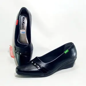 Kickers D.25 Sepatu Pantofel Wanita Pita Hak 37-41 Hitam Heels Shoes