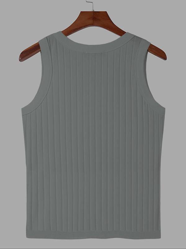 Men's Plain Round Neck Knit Vest, Summer Clothes, Regular Fit Casual Sleeveless Tank Top for Summer, Men's Knitwear for Daily Wear, Vest Top 8