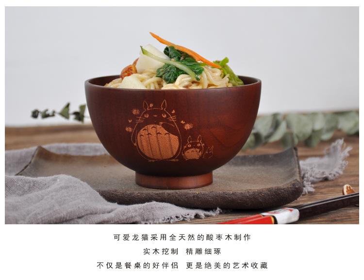 Product Introduction of Cartoon Wooden Bowl Home Tableware Cute Bear Wooden Bowl Spray Paint Japanese Bowl Kitchen Accessories Noodle Bowl Tableware 2