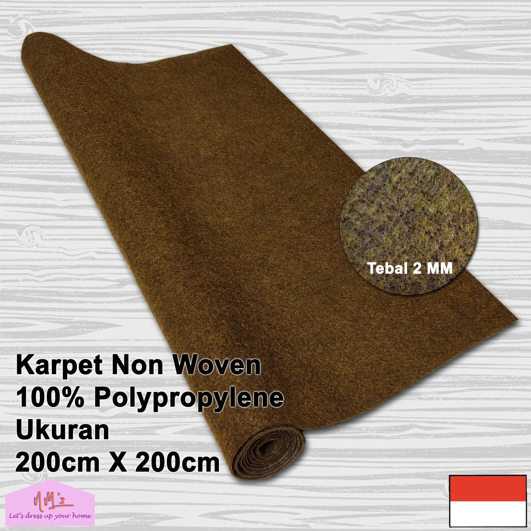 Karpet non woven lantai brudu bludru polos alas kasur duduk masjid mesjid mushola pameran panggung jumbo 200 cm x 200 cm - NMs