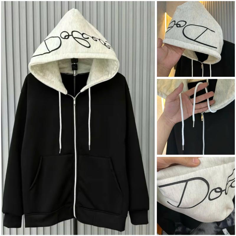 Áo KHOÁC Hoodie Mũ Trắng DG Chất Ni Bông hotrend. Dành cho Nam Nữ Unisex Top Dài Tay Menswear