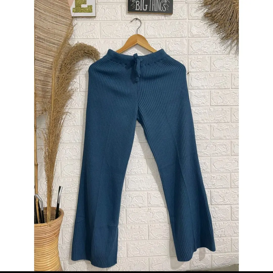 Kulot Rajut Premium - Kulot rajut highweist Celana Panjang Wanita Linen Basic Kancing Bawahan Hitam Wolfis