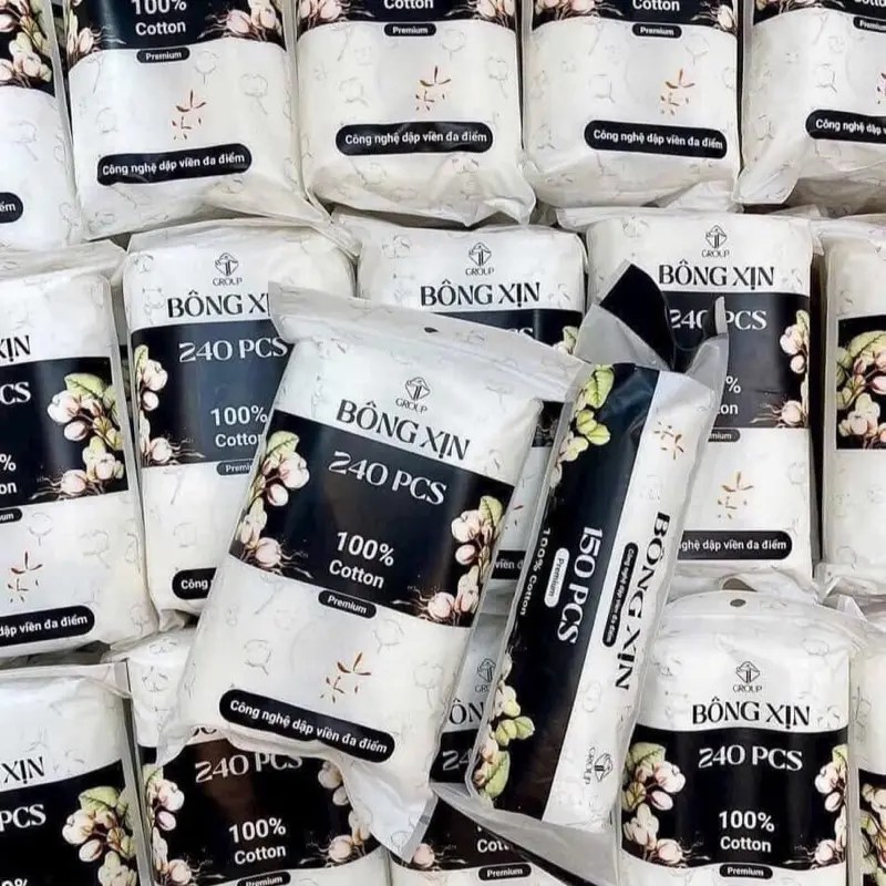 Bông Xịn Tẩy Trang Cotton Dập Viền Đa Điểm Siêu Mềm Mịn