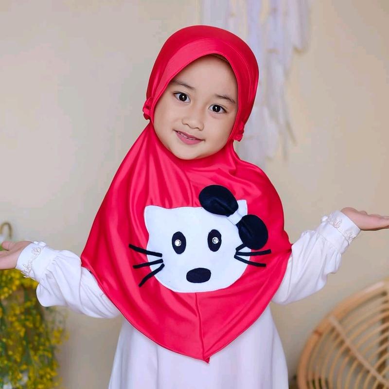 Jilbab Anak Perempuan Kerudung Anak Perempuan PAUD Jilbab Anak TK Terbaru Motif Hello Kitty Muslim Nyaman - Instan 2
