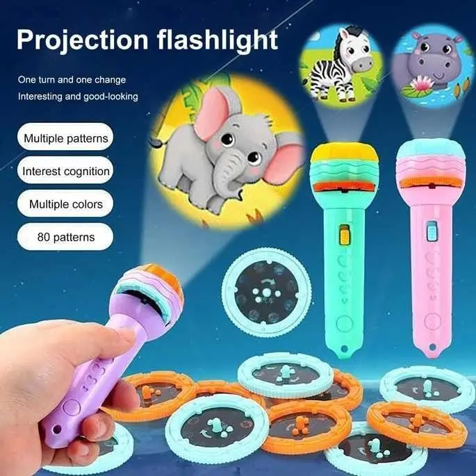 Mainan Proyektor Anak Senter Lampu malam 24 Gambar / Flashlight Projector Torch Lamp