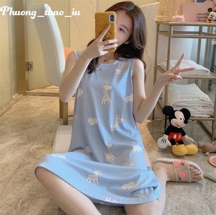 Váy Ngủ Nữ, Váy Mặc Ở Nhà Sát Nách - Chất Thun Mềm Mịn, Thoáng Mát thường dây đai có thể điều chỉnh