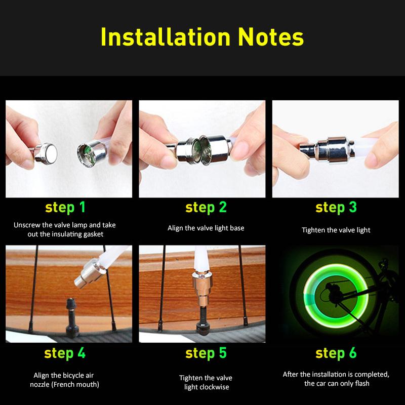 Product Introduction of Bicycle Light Wheel Tire Valve  Bike Flash Light Mountain Bike Cycling Wheel Spoke LED Light Neon Lamp Bike Accessories 12