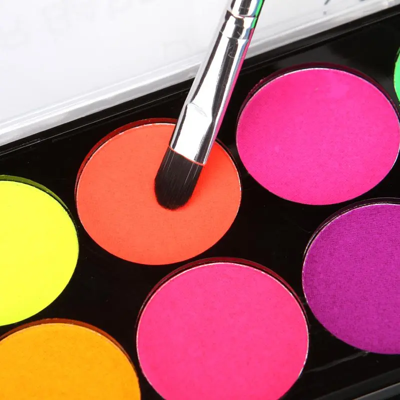 8 Color Glow in the Dark Face & Body Paint Palette, Neon Fluorescent Face Paint Palette, Face Body Paint Palette, Halloween Party Supplies 4