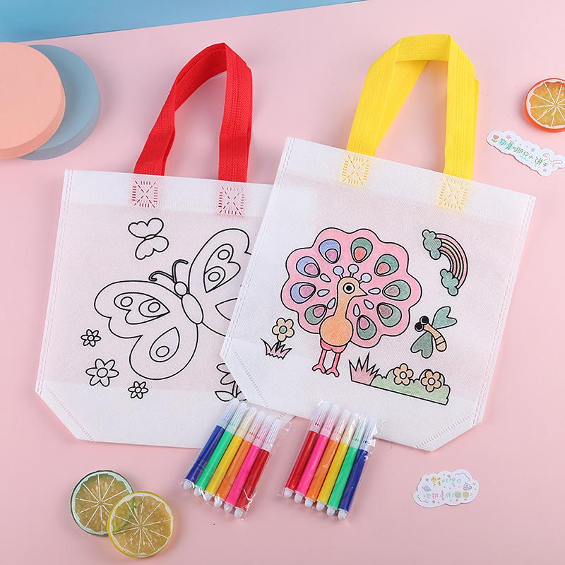 Product Introduction of DIY Hand-painted Canvas Bag Graffiti Tote Bag Children's Painting Graffiti Coloring Art Creative Handicraft Material Kit 6