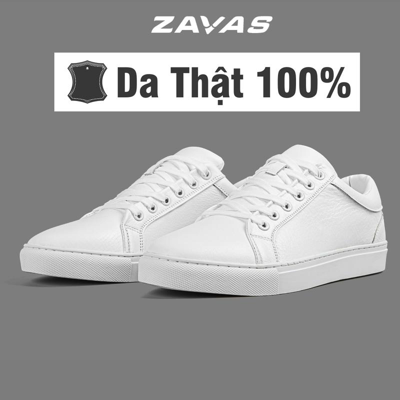 Product Introduction of Giày sneaker nam ZAVAS full trắng da thật không bong tróc form giày gọn thời trang - Z68 Shoes Đế Bằng 3