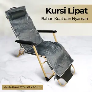 MateMite Kursi Lipat Folding Recliner Lounge Chair Kuat dan Tahan Lama