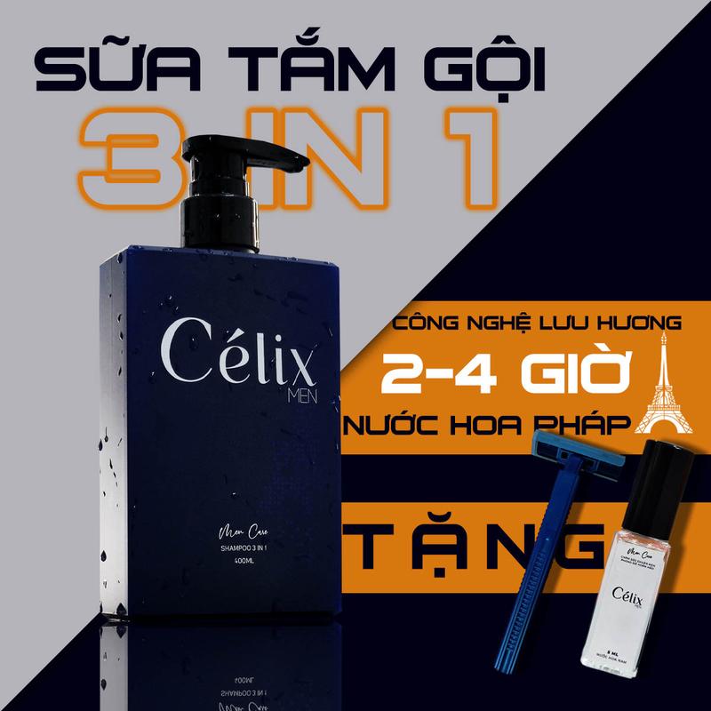 Dầu Gội Sữa Tắm Célix Men 3 in 1 Cho Nam Hương Nước Hoa Pháp Cao Cấp - 400ML suat am sữa tắm trắng da xà phòng xà  phòng sữa tắm xà phòng