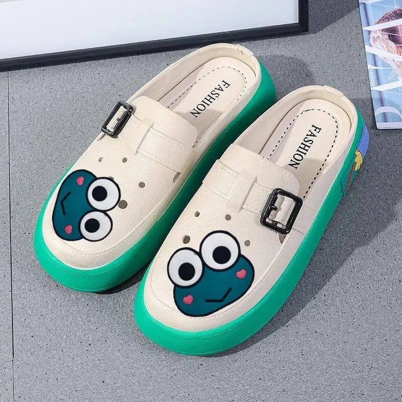 039Giày Lỗ Bao Đầu nữ 2024 đế dày mùa hè 2 màu DéP Shoes Slipper Women Kim Tuyến