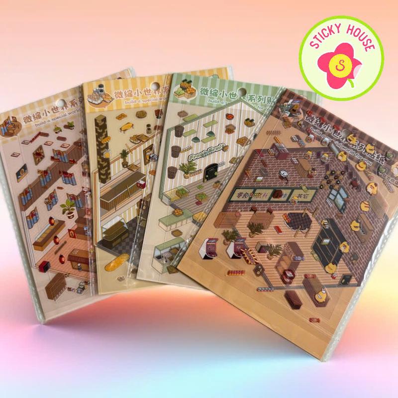Product Introduction of [Có sẵn] Sticker 3D Căn hộ trên mây, cảnh quan,đồ hoa  cảnh quan hàn quốcdễ thương, trang trí cửa hàng,DIY Tranh 12