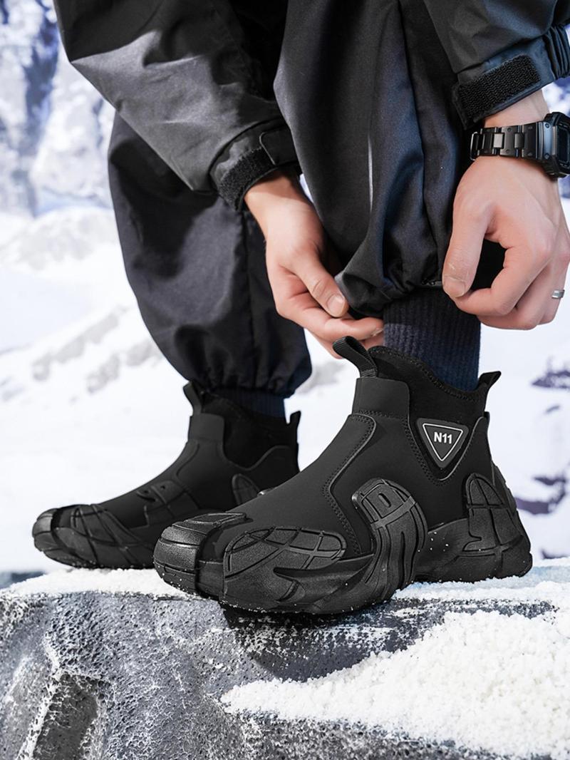 Product Introduction of Men's Fashionable Patchwork Design Ankle Boots, Casual Comfortable Waterproof Non-slip Boots for Outdoor Activities, Male All-match Trendy Shoes for Daily Wear 4