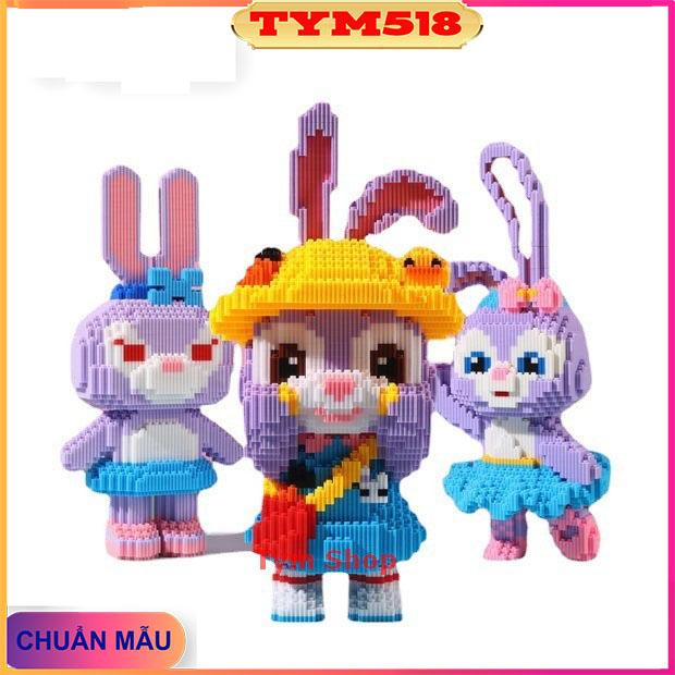 Xếp hình thỏ tím Stella Lou cỡ lớn 39cm nhân vật hoạt hình nano 3D lắp ráp mô hình cỡ lớn Chuẩn Mẫu