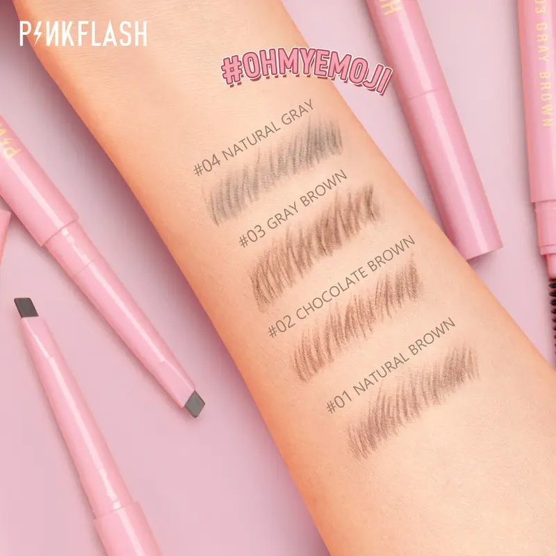 PINKFLASH OhMyEmoji AUTOMATIC Eyebrow Pencil Lasting 8h Waterproof Pigmented Easy Blend Soft Durable Fiber Rotating PF-E09 5