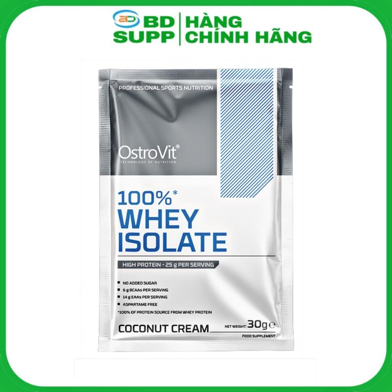 Bột sữa Ostrovit Whey Protein Isolate, Gói 1 Serving (30g bột), Cung cấp 25g Protein