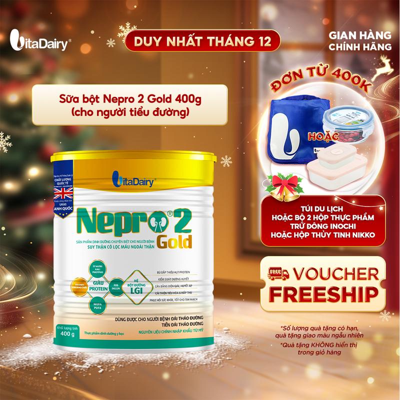 Sữa bột Nepro 2 Gold 400g dành cho người bệnh thận đã lọc kèm tiểu đường - VitaDairy