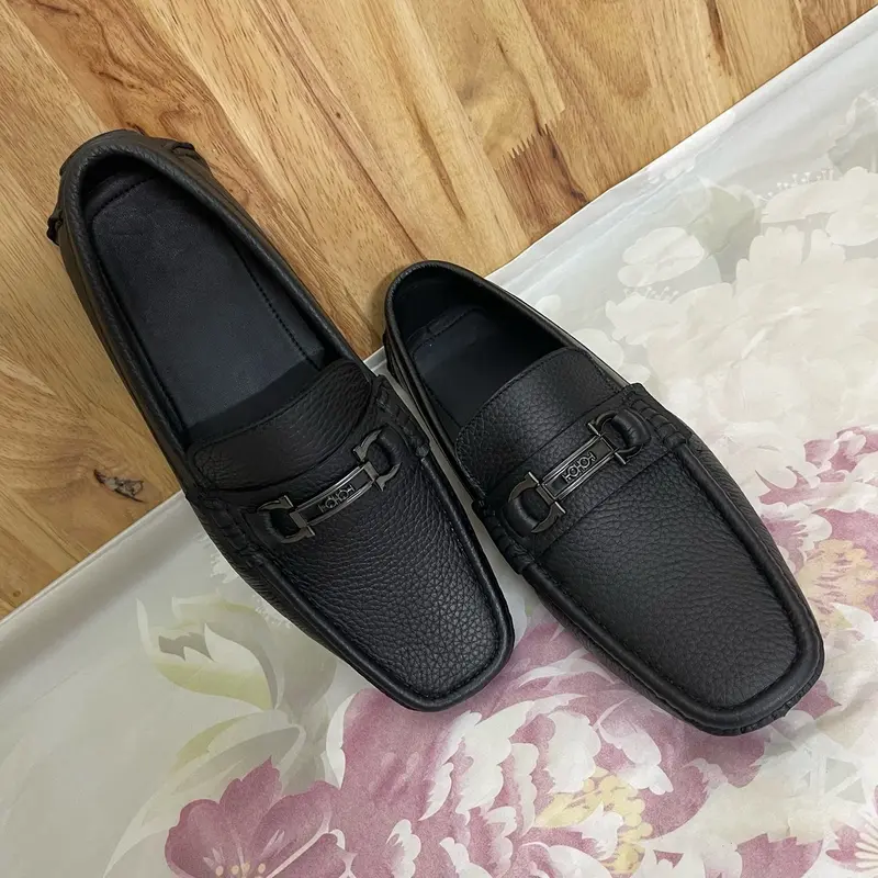 G15 Giày Nam Mọi Âm Da Bò Nguyên Tấm Màu Đen giay 7