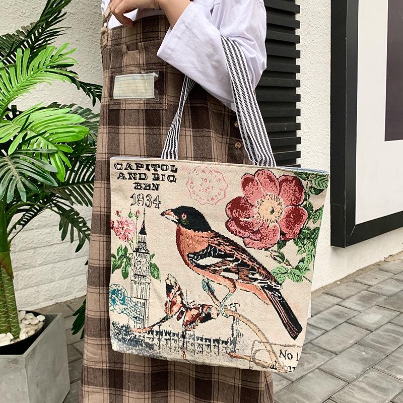 Bộ sưu tập Túi tote hình Chim phong cách Hàn quốc, túi vải nữ đeo vai vải canvas 4