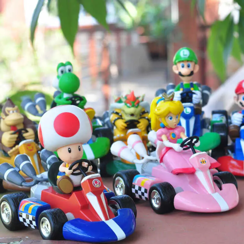 Xe Đua Kéo Lùi Xe Cẩu Động Cơ Bốn Bánh, Super Mario, 12cm, Đồ Chơi Mô Hình 7 Kiểu 6