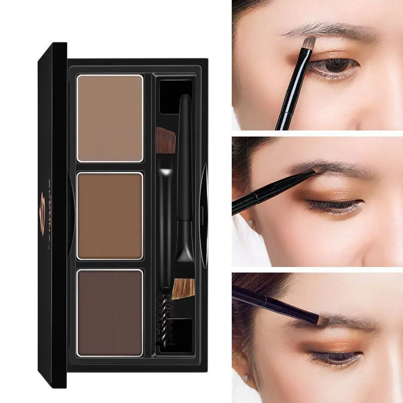 Phấn Kẻ Lông Mày Ba Màu, Không Thấm Nước Và Chống Mồ Hôi, Chống Nhòe, Ba Trong Một, Chống Đổi Màu, Màu Nâu Và Xám Trang Điểm Nữ 4