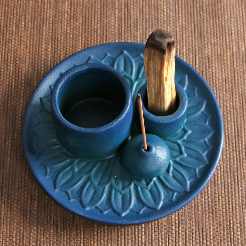 Product Introduction of Atmosphere Creator Export Nordic Style Ceramic Aromatherapy Candle Holder Black Sacred Wood Burning Plate Ceramic Base Wax Holder 7