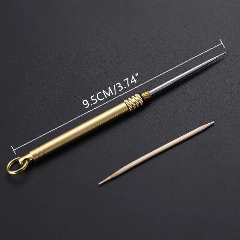 Product Introduction of Titanium Outdoor EDC Portable Multi-Purpose Toothpick Bottle Fruit Fork Camping Tool Toothpick Tube Is More Durable Than Floss 2