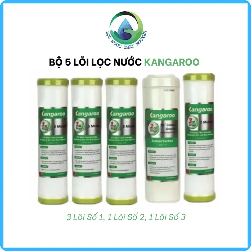 Bộ 5 lõi lọc nước Kangaroo Extra (Mẫu Mới) gồm 3 lõi số 1, 1 lõi số 2, 1 lõi số 3 - Hàng Chính Hãng 6
