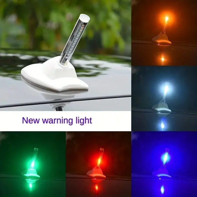 Shark fin antenna LED flash solar car anti-collision light shark decoration universal roof SUV truck box exterior decoration