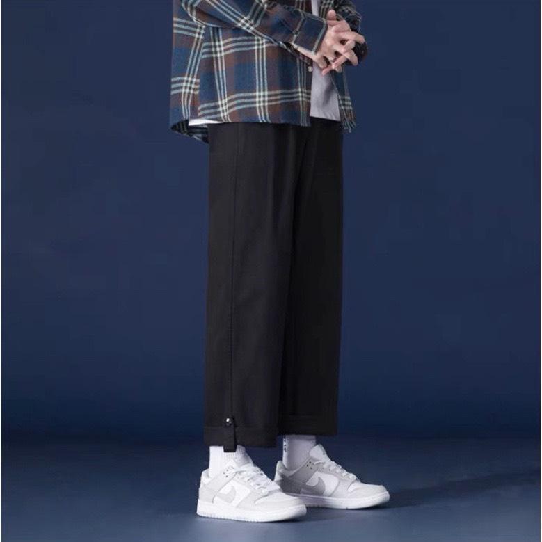 Quần Kaki Nam Nữ Ống Suông Basic Unisex - Kiểu quần baggy nam ống rộng xắn gấu trẻ trung năng động