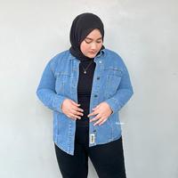 Gambar JINISO Big Size Jaket Jeans Oversize Safari Baby Blue - ALL SIZE dari JINISO JEANS Kota Administrasi Jakarta Utara 1 Tokopedia