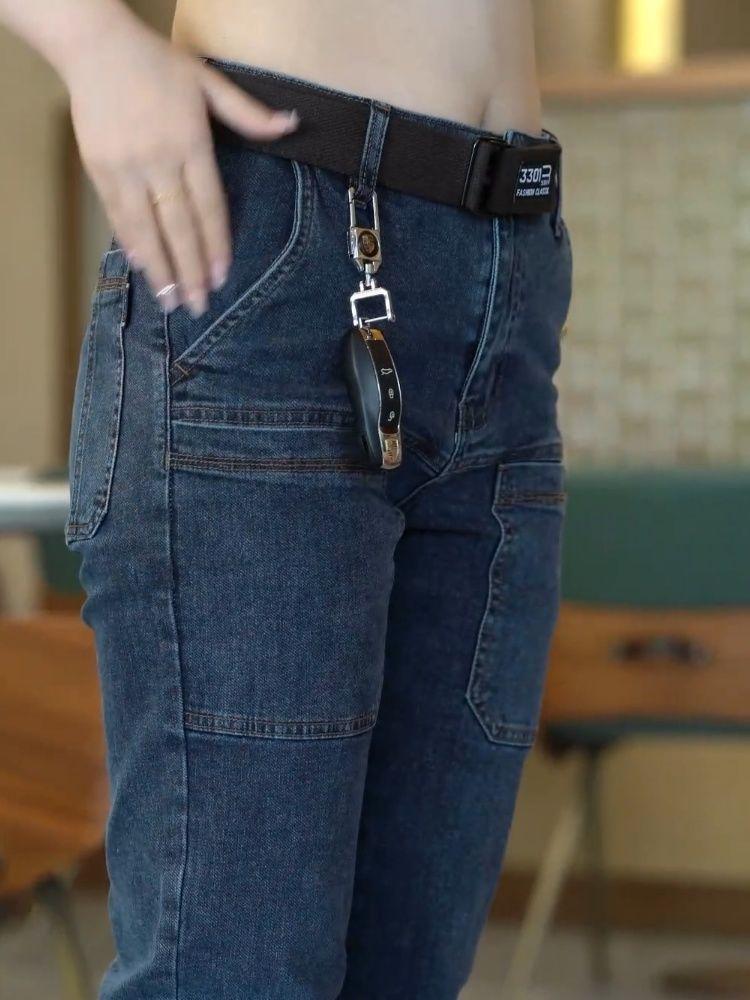 Product Introduction of Stretch Men's Jeans All-Matching Straight Six Pockets Pocket Casual Pants New Chinese Trousers 7