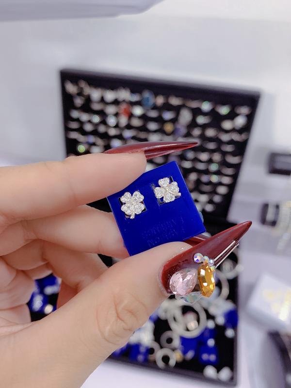 Bông tai 4 lá nhỏ xinh bạc ta cho nữ _ Bạc đẹp hải hạnh HHJ