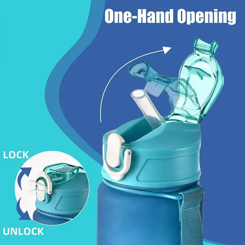 800ML Sports Water Bottle, 1 Count Portable Large Capacity Water Bottle with Straw & Handle, Drinking Cup for Home Office School Outdoor, Drinkware 5