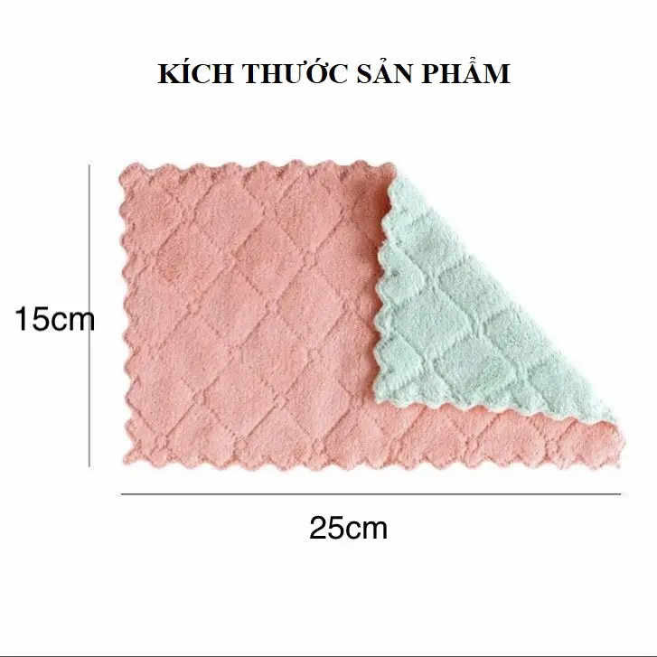 Khăn lau bếp đa năng 2 mặt siêu thấm nước kích thước 15x20cm lau ly chén vệ sinh thông minh Làm Sạch 6