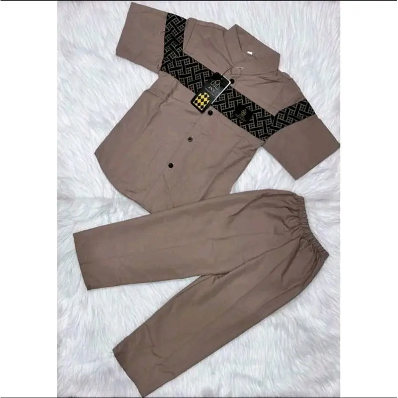 Setelan Baju Muslim Anak Laki-laki Promo Lebaran 2025 Hitam Putih - Koko Putih & Celana Hitam - Panjang 7
