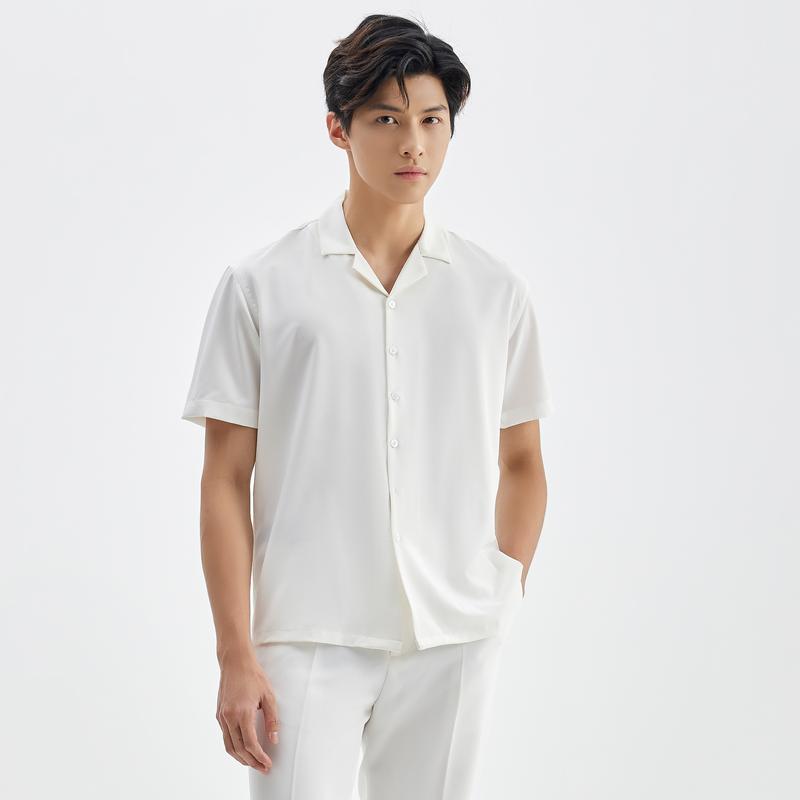 Áo sơ mi nam cuban shirt ngắn tay chất lụa bamboo form rộng cổ vest thương hiệu JBAGY - JS0208 Menswear