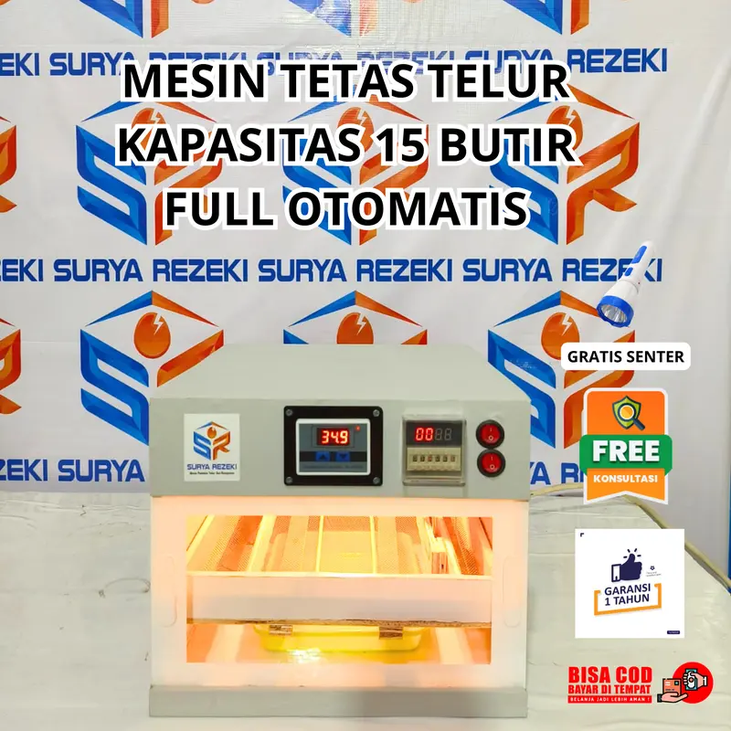 mesin tetas kapasitas 15 butir full otomatis rak geser 1
