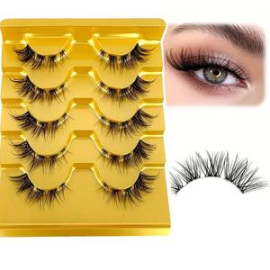 Natural False Eyelashes, 5 Pairs Wispy Cat Eye Look Faux Cluster Lashes, Eye Makeup Products, Individual Lashes for Lash Extension, Summer Makeup Gift, Valentine's Day Gift, Eyelashes Extensions