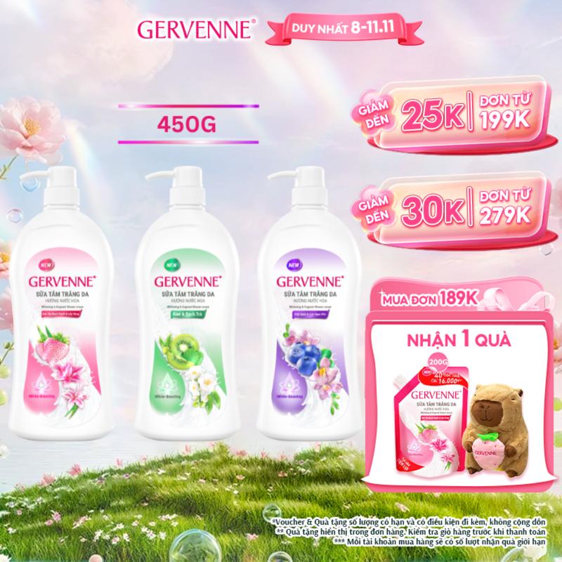   ĐỘC QUYỀN KOL  -  ĐƠN 189K TẶNG 1 QUÀ  Sữa Tắm Dưỡng Body dành cho nữ Hương Nước Hoa Gervenne 450G 900G 1.2L chai  3 mùi  