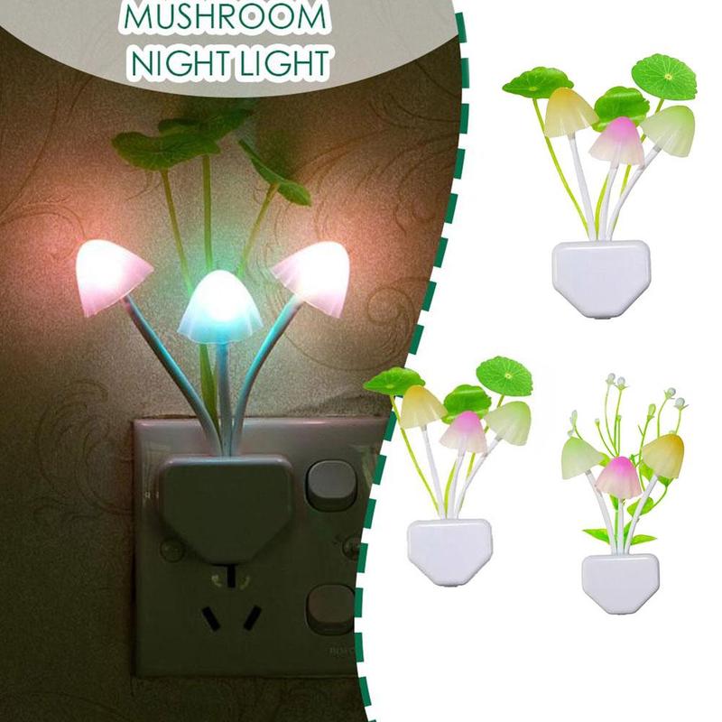 Đèn Ngủ LED, Thiết Kế Nấm Mơ Mộng Điều Khiển Bằng Ánh Sáng, 7 Màu, Đèn Ngủ Cảm Ứng, Có Nguồn Điện EU & US Và 220V, V8I6 0