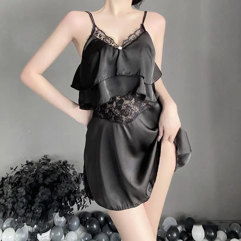 DN09 - Váy ngủ 2 dây tầng buộc sau cao cấp B02 Đồ ngủ gợi cảm Váy ngủ gợi cảm quyến rũ 1