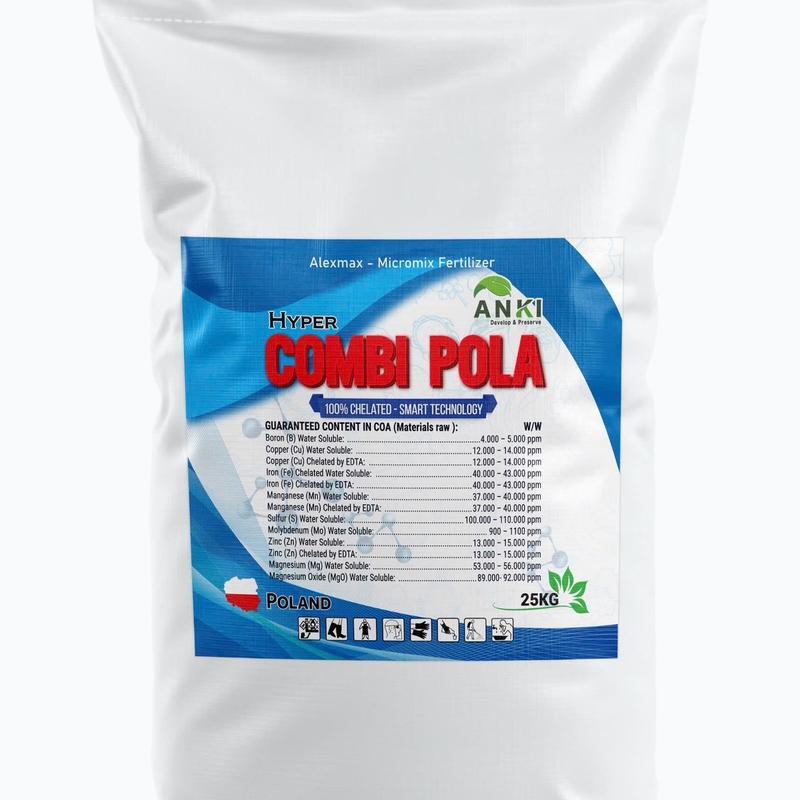  Phân bón Hyper Combi Pola bao 25kg nhập khẩu Châu Âu  nguyên đai nguyên kiện  - Dạng cốm cao cấp phân tử siêu nhỏ - Pha 250.000 lít nước - Bổ sung qua lá và hệ thống tưới nhỏ giọt 